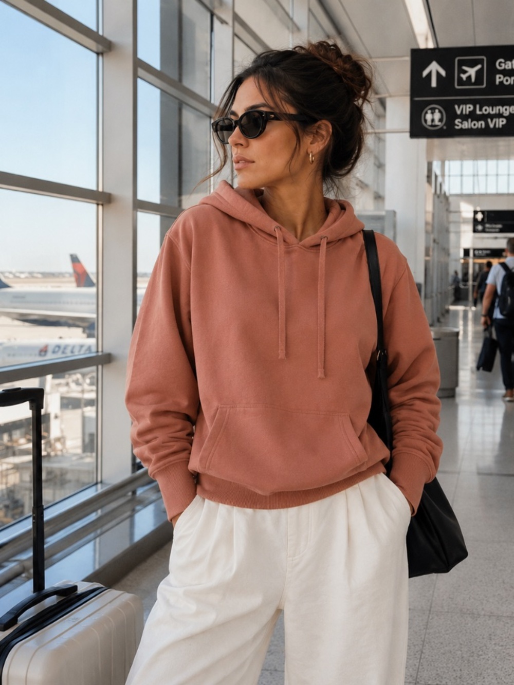 Willow Dusty Rose Oversized Hoodie | Soft Fleece Pullover  Cozy Travel Essential
